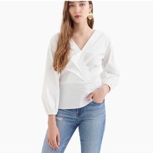 J Crew Faux Wrap Poplin Blouse
